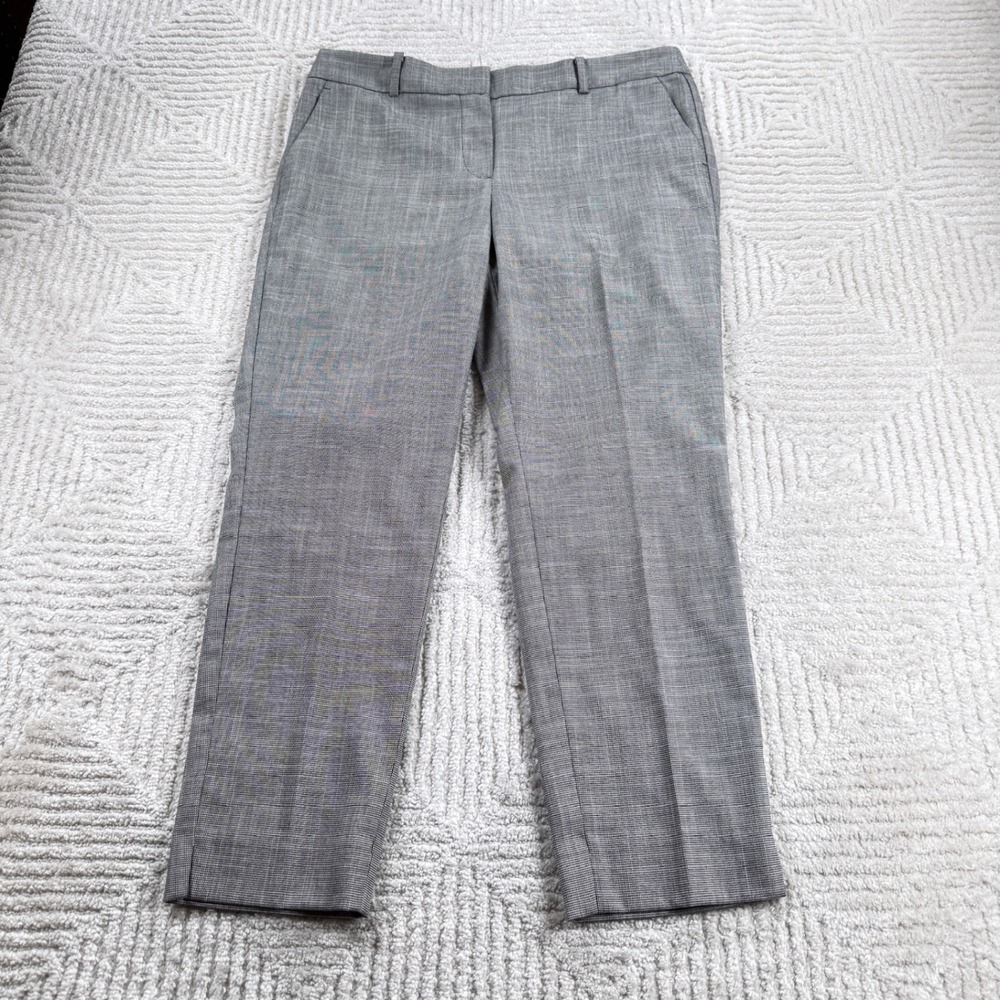 Talbots Hampshire Ankle Pant Womens 10P Grey Micro Check Plaid Professional Work
